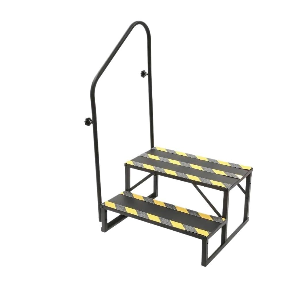 ATATKRT Wohnmobiltreppe mit Handlauf, 2-stufige stabile Plattform for Wohnwagenanhänger, rutschfestes, kompaktes Design mit Reflektorstreifen, tragbare, einfach zu installierende Außentreppe, for den ATATKRT Wohnmobiltreppe mit Handlauf, 2-stufige stabile Plattform for Wohnwagenanhänger, rutschfestes, kompaktes Design mit Reflektorstreifen, tragbare, einfach zu installierende Außentreppe, for den von ATATKRT