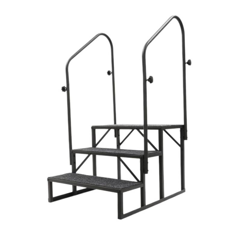 ATATKRT Wohnmobiltreppe mit Handlauf, 3-stufige stabile Plattform for Wohnwagenanhänger, rutschfestes, kompaktes Design, tragbare, einfach zu installierende Außentreppe, for den harten Einsatz von ATATKRT