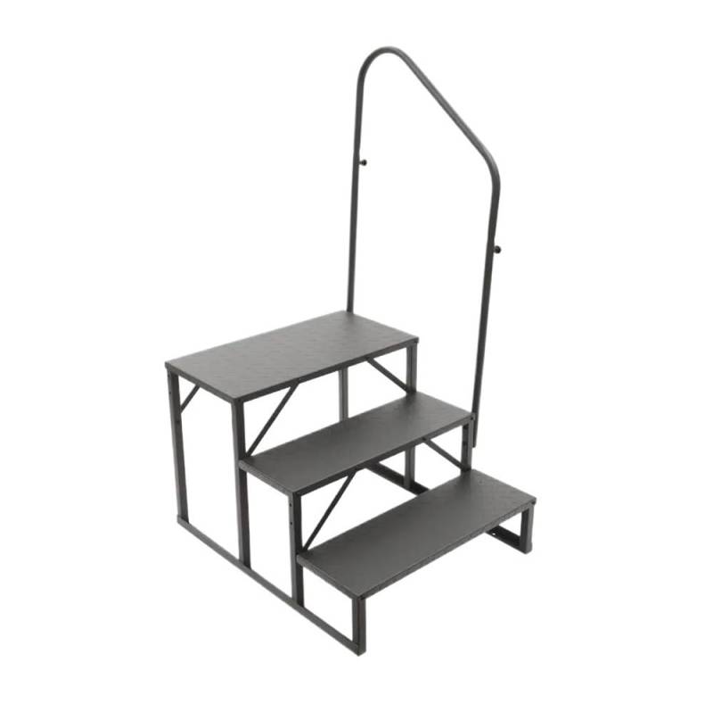 ATATKRT Wohnmobiltreppe mit Handlauf, 3-stufige stabile Plattform for Wohnwagenanhänger, rutschfestes, kompaktes Design, tragbare, einfach zu installierende Außentreppe, for den harten Einsatz von ATATKRT
