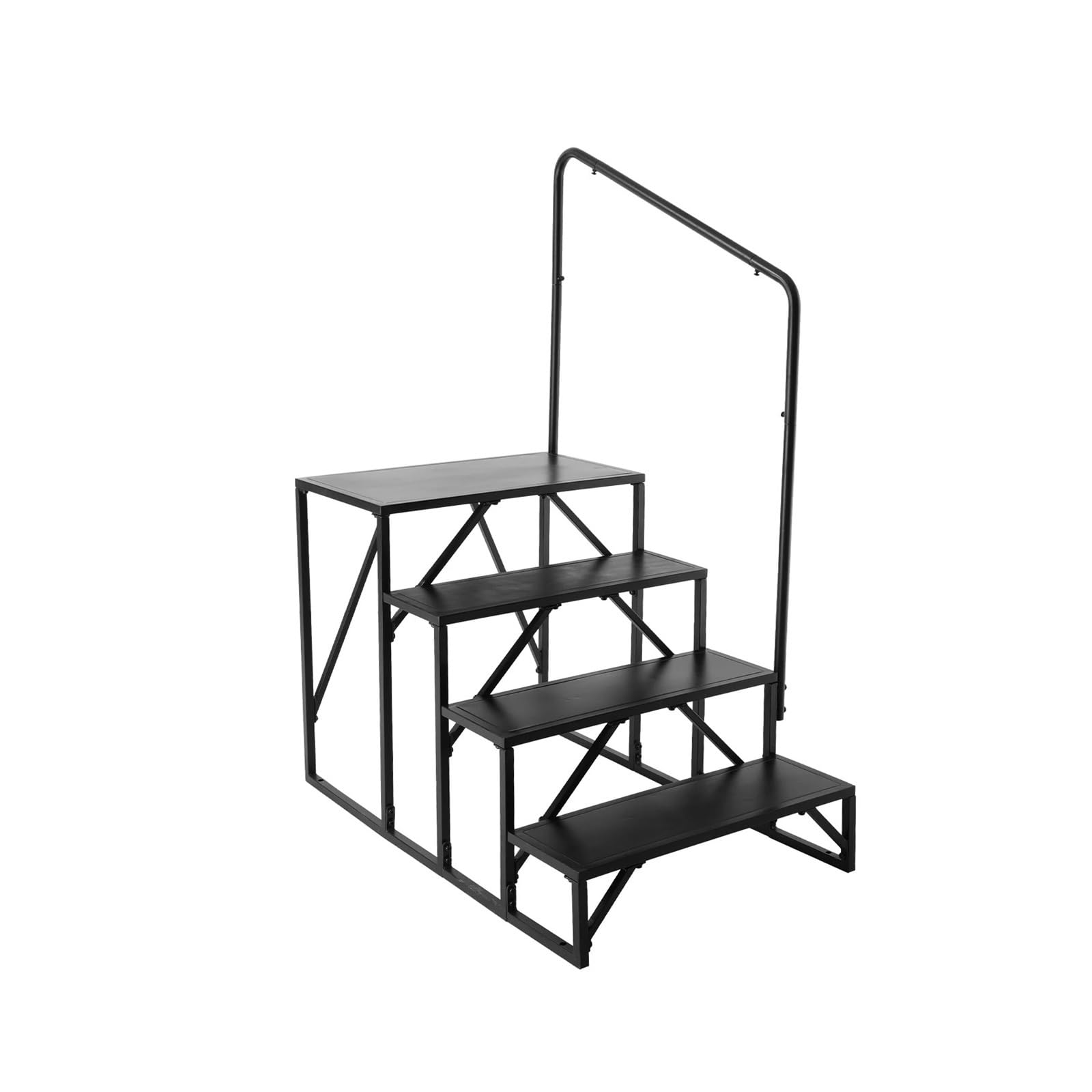 ATATKRT Wohnmobiltreppe mit Handlauf, 4-stufige stabile Plattform for Wohnwagenanhänger, rutschfestes, kompaktes Design, tragbare, einfach zu installierende Außentreppe, verdickter Stahl for den Hochl ATATKRT Wohnmobiltreppe mit Handlauf, 4-stufige stabile Plattform for Wohnwagenanhänger, rutschfestes, kompaktes Design, tragbare, einfach zu installierende Außentreppe, verdickter Stahl for den Hochl von ATATKRT