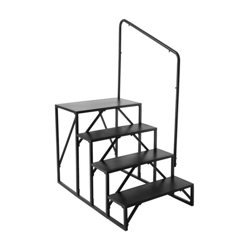 ATATKRT Wohnmobiltreppe mit Handlauf, 4-stufiger Klapphocker for Wohnmobilanhänger, rutschfeste tragbare Treppe, höhenverstellbar for ältere Menschen/Haustiere, robuster Einsatz im Freien von ATATKRT