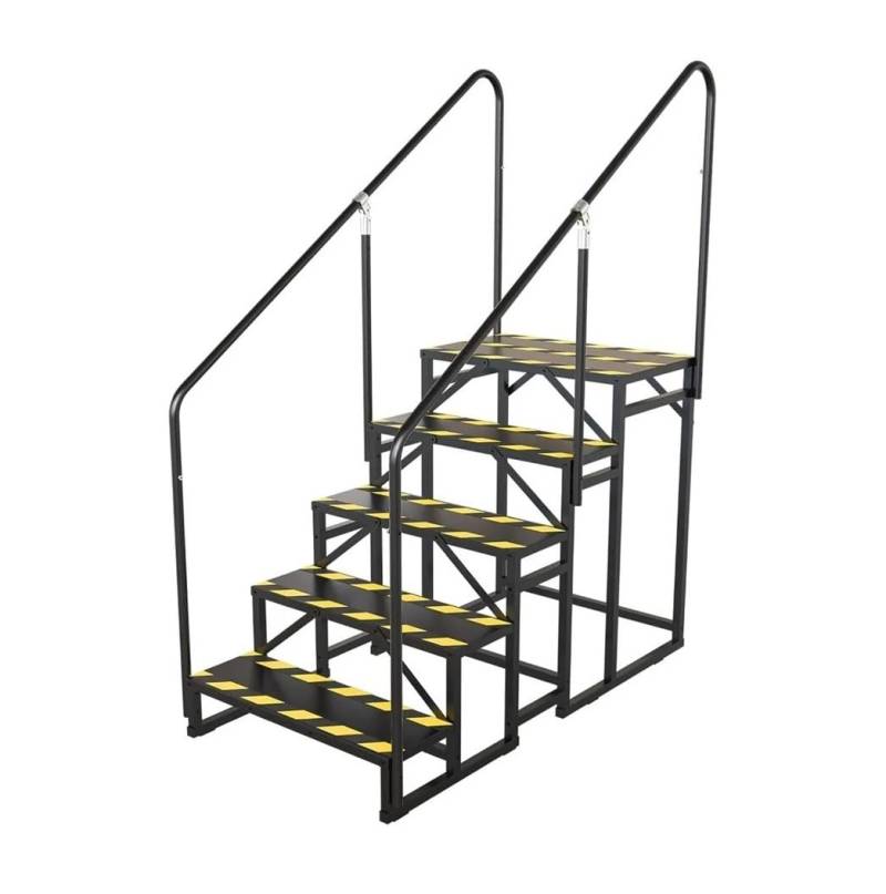 ATATKRT Wohnmobiltreppe mit Handlauf, 5-stufige stabile Plattform for Wohnmobilanhänger, Outdoor-Spa, rutschfestes, kompaktes Design, einfach zu installierende Außentreppe, for hohe Beanspruchung(4 St von ATATKRT