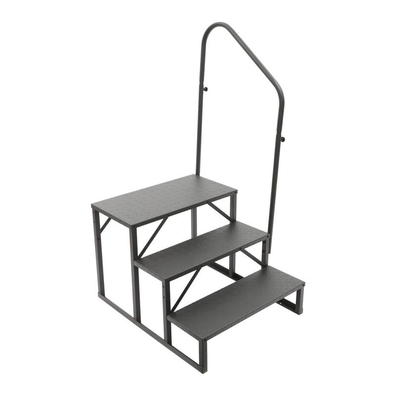 ATATKRT Wohnmobiltreppe mit Handlauf, stabile 2/3-stufige Plattform for Wohnwagenanhänger, rutschfestes, kompaktes Design, tragbare, einfach zu installierende Außentreppe, for den robusten Einsatz(3 S von ATATKRT