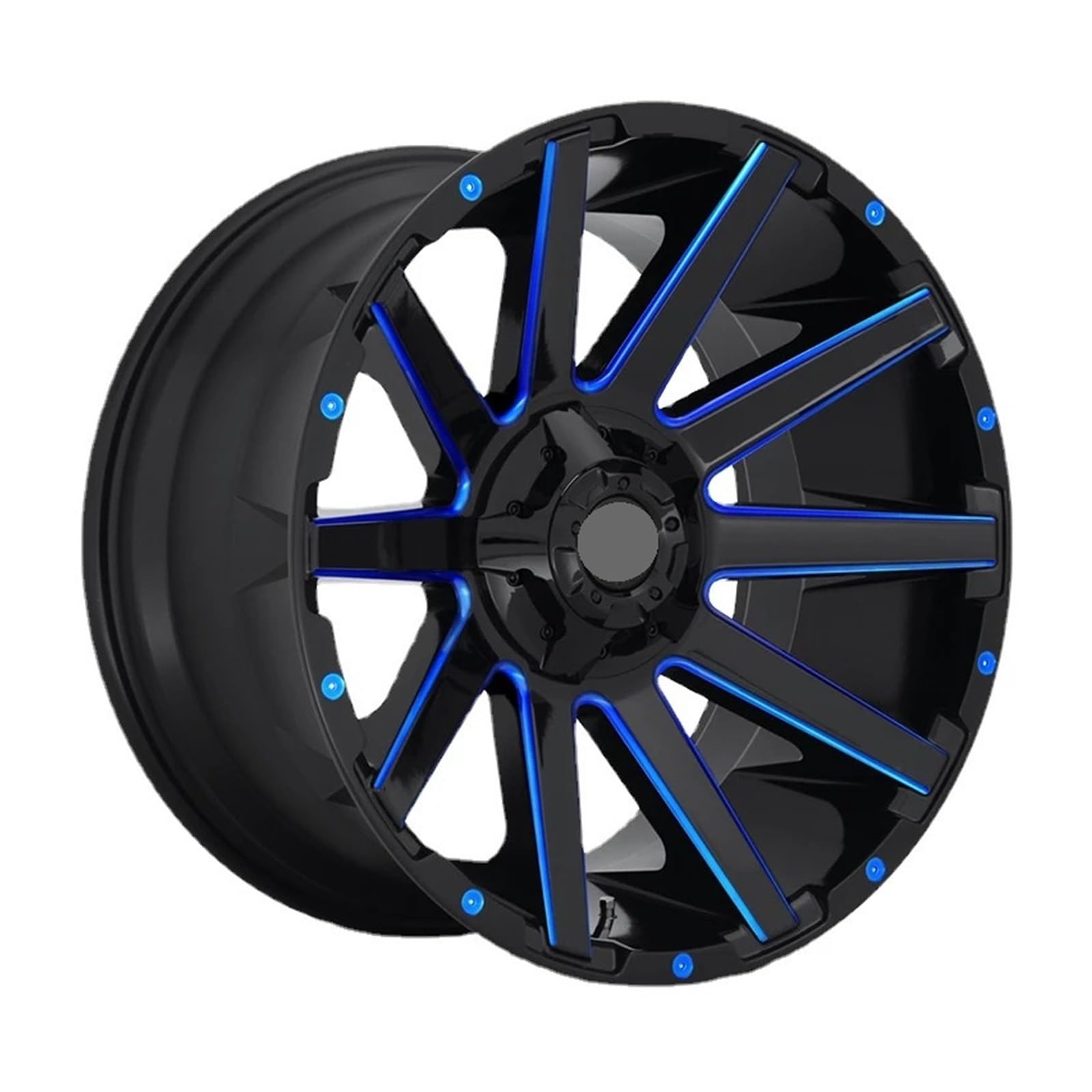 ATATKTHTys 1 Stück Custom Offroad-Räder 5x130 5x120 6x139,7 18 20 21 22 24 26 Zoll Kompatibel for Jeep Chevrolet C10 SUV-Lkw-Räder(Blue,22x10j-12j(one)) von ATATKTHTys