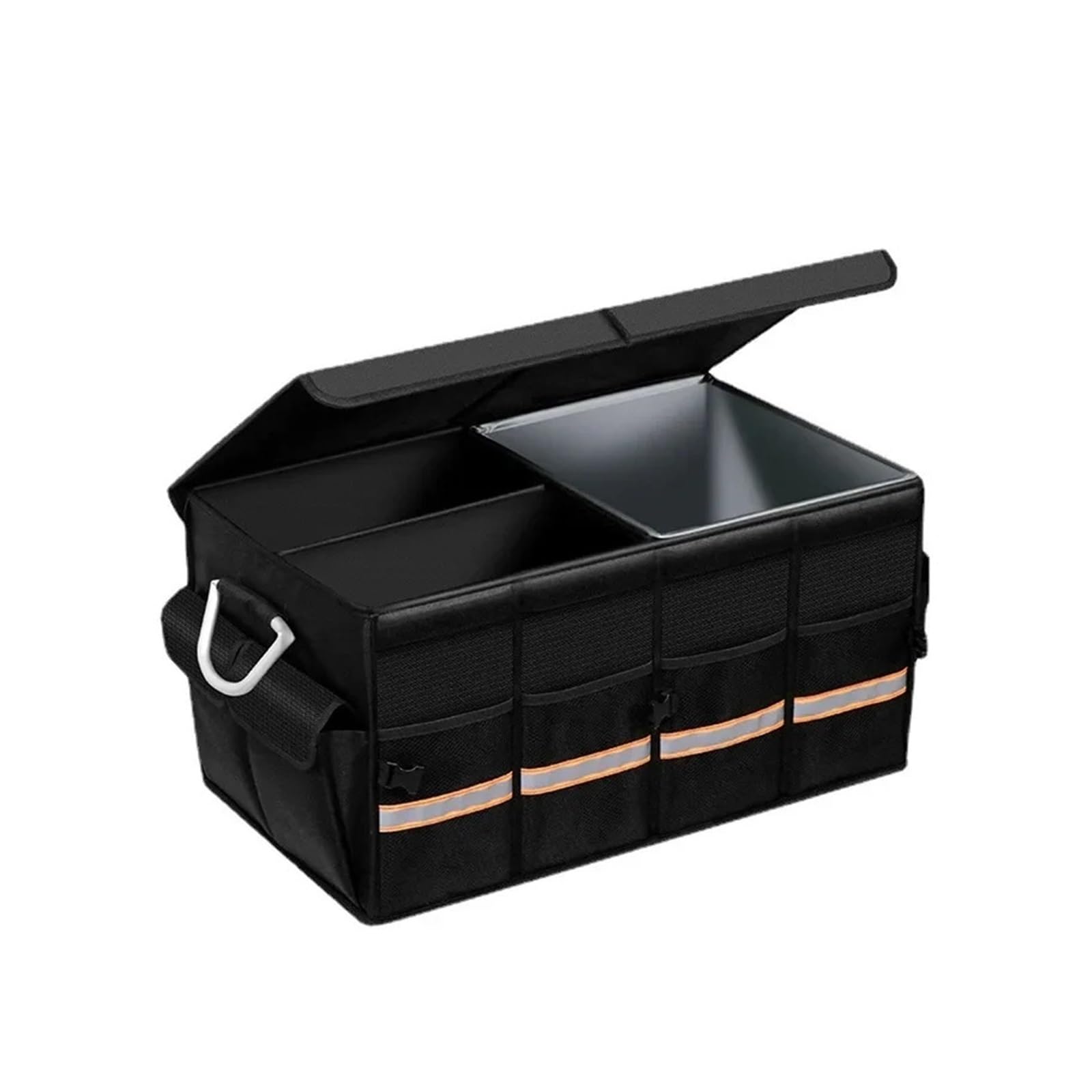 ATATKTHTys 100L 66L Auto Trunk Organizer Faltbare zusammenklappbare reflektierende Streifen Aufbewahrungsbox for Limousine SUV Truck(Black-66L) von ATATKTHTys