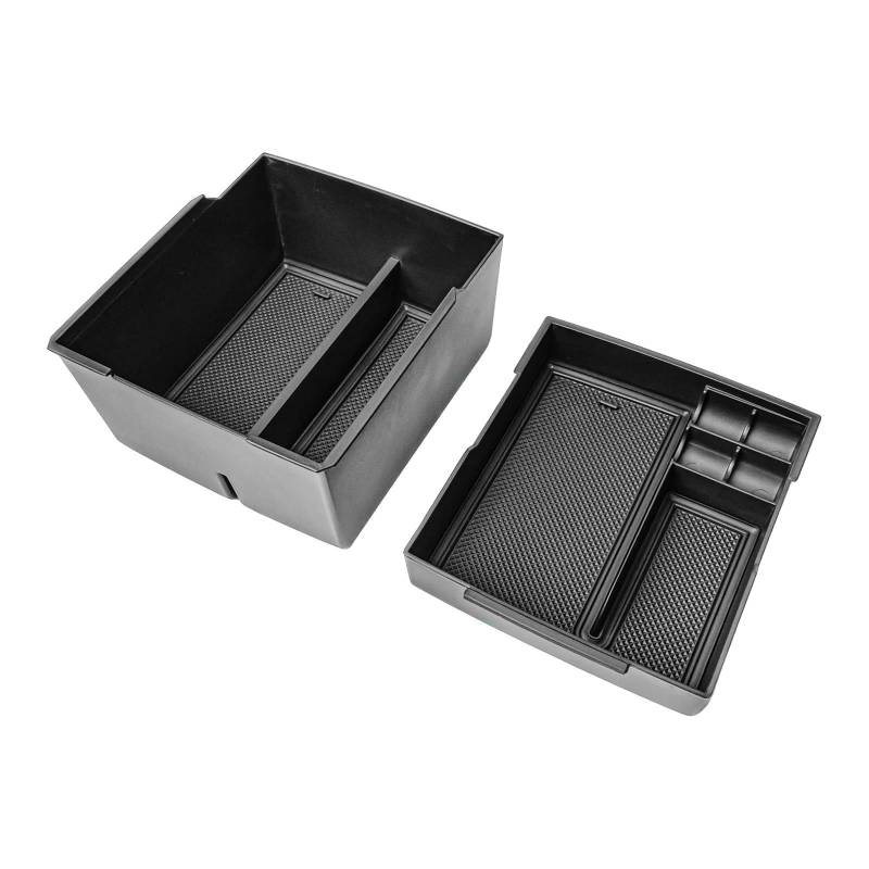 ATATKTHTys 2 STÜCKE Mittelkonsolen-Organizer Kompatibel for Maverick Pickup Truck 2023 2024 2025 Doppelschichtige Armlehnen-Aufbewahrungsbox ABS Autozubehör von ATATKTHTys
