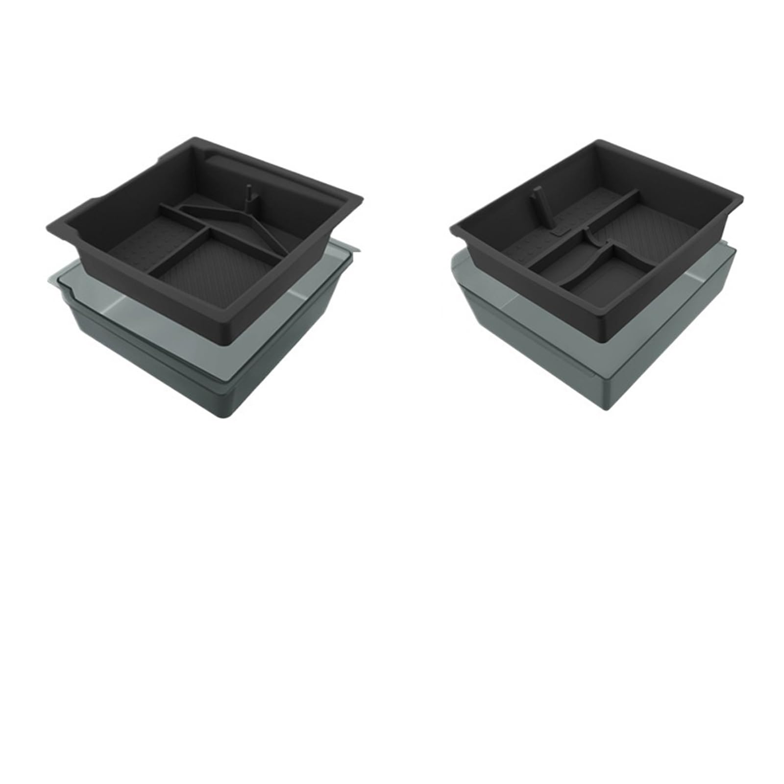 ATATKTHTys Kompatibel mit Tesla Model 3 Highland 2024, Aufbewahrungsbox for die Mittelkonsolen-Armlehne, doppellagiger Organizer, Ersatzzubehör for den Autoinnenraum(2Pcs Black1) von ATATKTHTys