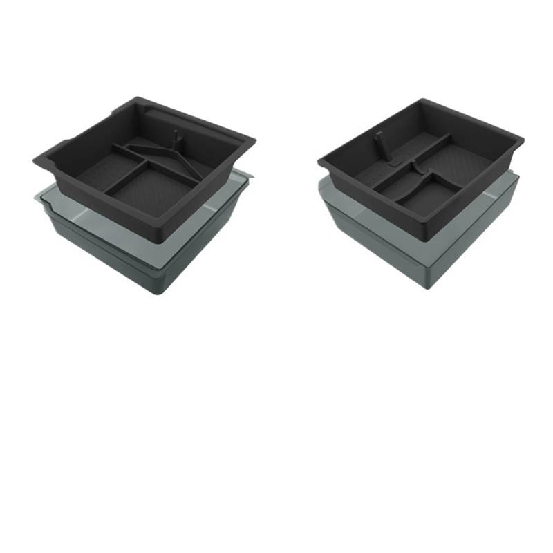 ATATKTHTys Kompatibel mit Tesla Model 3 Highland 2024, Aufbewahrungsbox for die Mittelkonsolen-Armlehne, doppellagiger Organizer, Ersatzzubehör for den Autoinnenraum(2Pcs Black1) von ATATKTHTys
