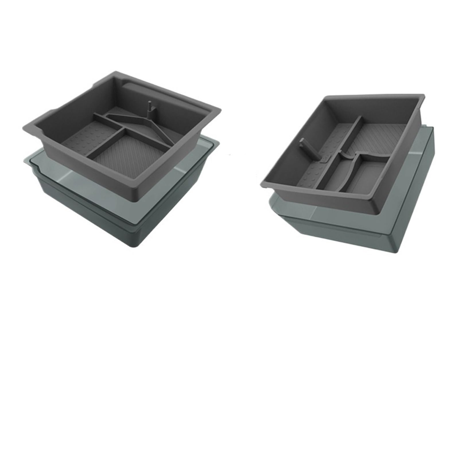 ATATKTHTys Kompatibel mit Tesla Model 3 Highland 2024, Aufbewahrungsbox for die Mittelkonsolen-Armlehne, doppellagiger Organizer, Ersatzzubehör for den Autoinnenraum(2pcs Gray) von ATATKTHTys