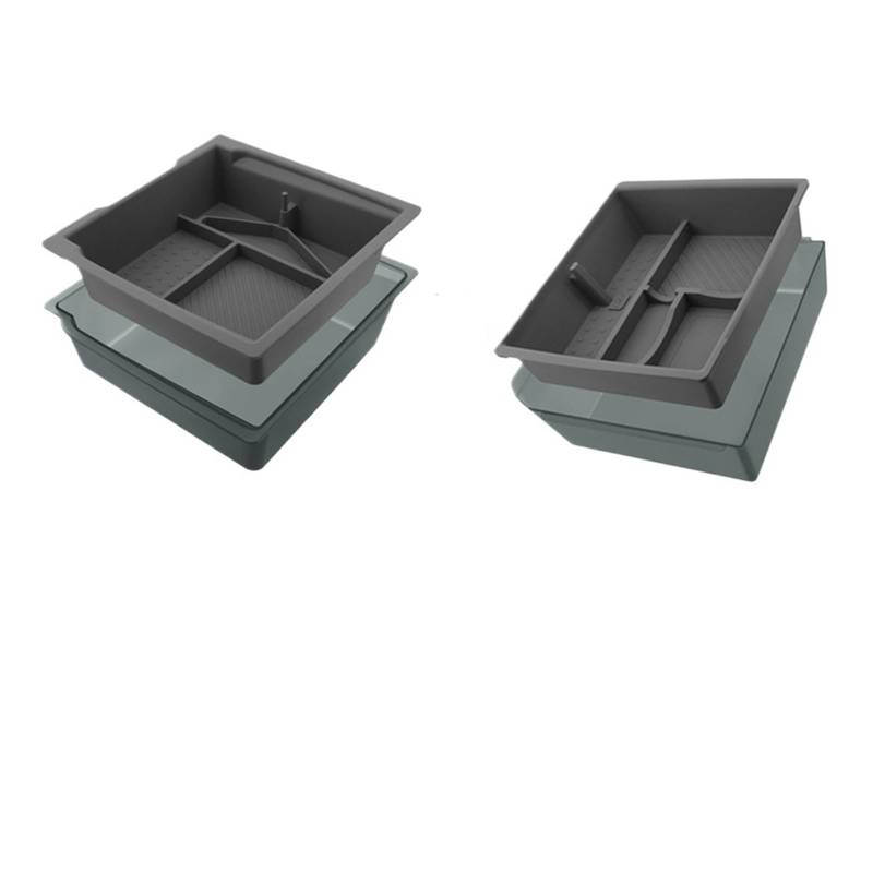 ATATKTHTys Kompatibel mit Tesla Model 3 Highland 2024, Aufbewahrungsbox for die Mittelkonsolen-Armlehne, doppellagiger Organizer, Ersatzzubehör for den Autoinnenraum(2pcs Gray) von ATATKTHTys