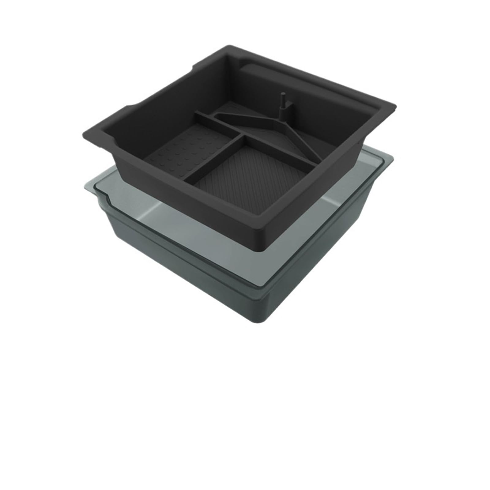 ATATKTHTys Kompatibel mit Tesla Model 3 Highland 2024, Aufbewahrungsbox for die Mittelkonsolen-Armlehne, doppellagiger Organizer, Ersatzzubehör for den Autoinnenraum(Armrest Black) von ATATKTHTys