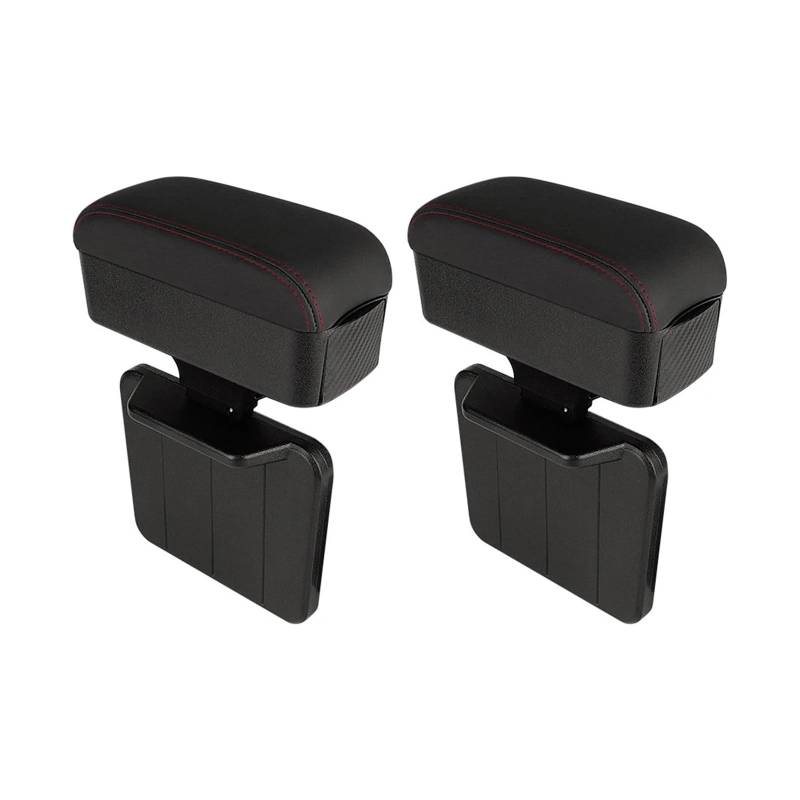 ATATKTHTys Universal Auto Armlehne Ellenbogenstütze Rest Pad mit Getränkehalter Auto Seat Gap Organizer Aufbewahrungsbox Auto Konsole Seitenarmlehne(Red line) von ATATKTHTys