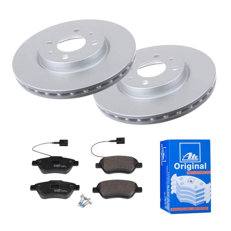 ATE 2 Bremsscheiben Ø257.5 Belüftet + Beläge für passend für Fiat 500 312x 500 100 312x von ATE Bundle