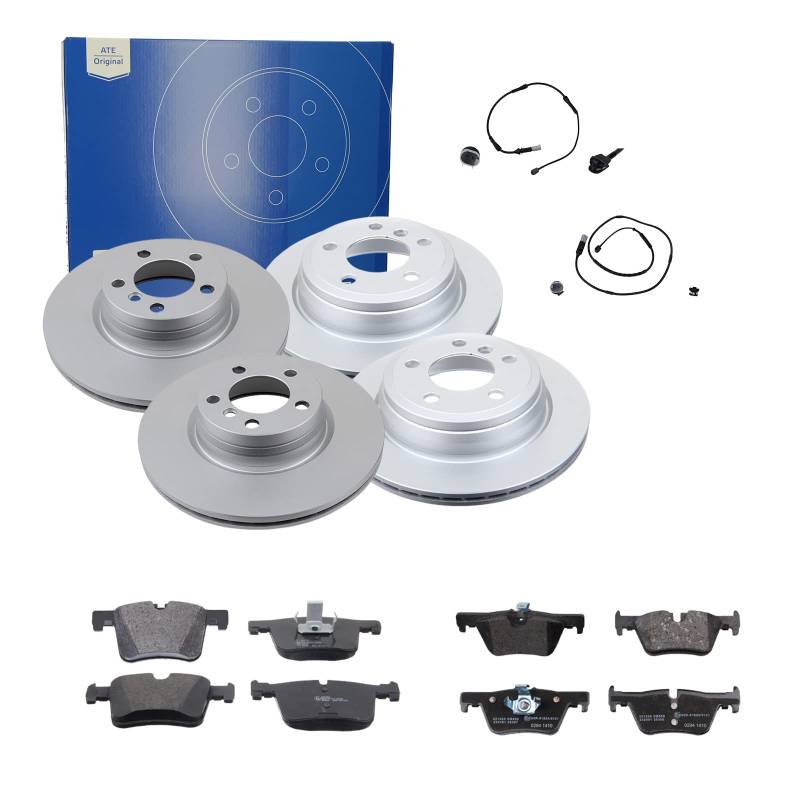 ATE 2 Bremsscheiben + Bremsbeläge VA + HA für BMW 3 4 4 Gran F36 von ATE Bundle