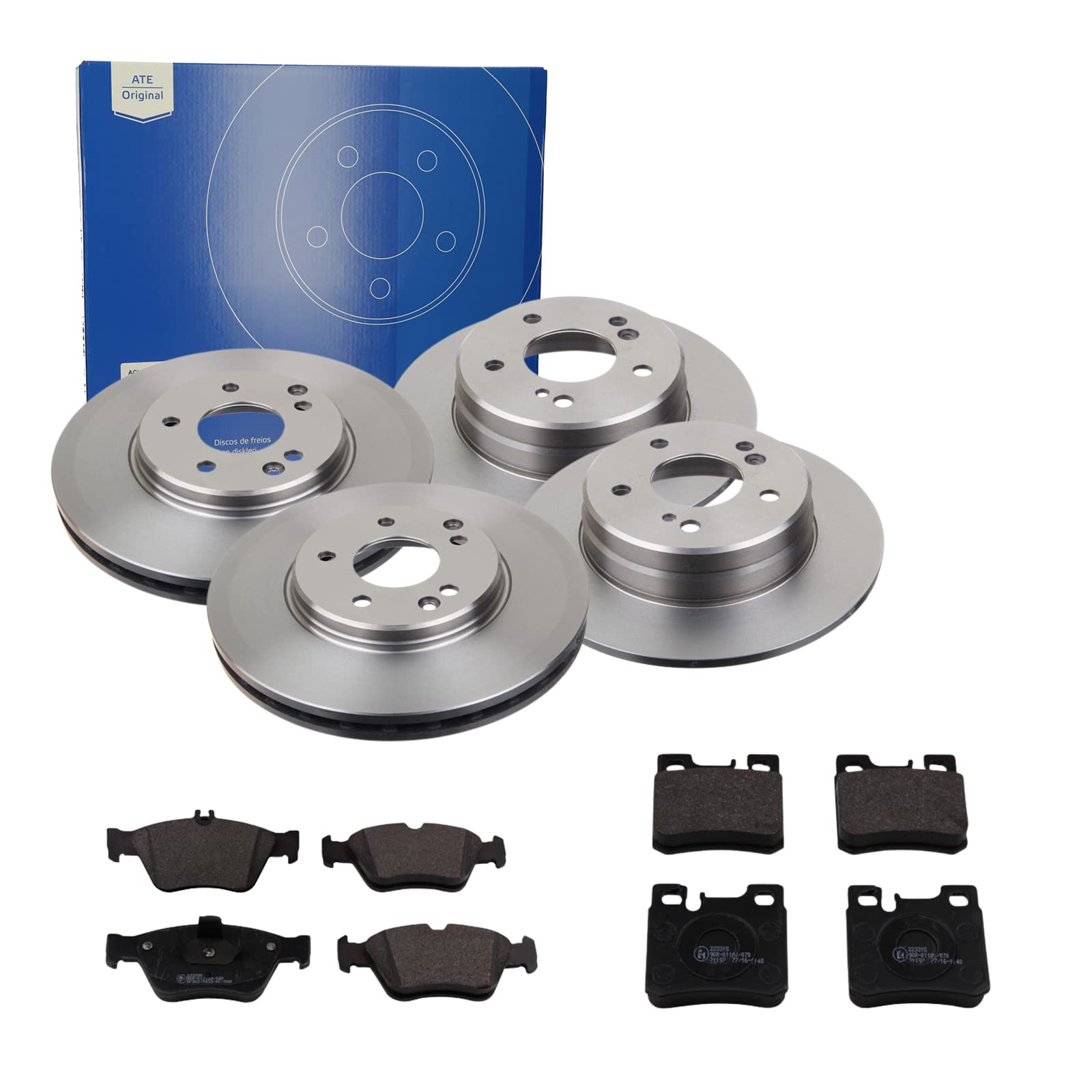 ATE 2 Bremsscheiben + Bremsbeläge VA + HA für Mercedes SLK R170 ATE 2 Bremsscheiben + Bremsbeläge VA + HA für Mercedes SLK R170 von ATE Bundle
