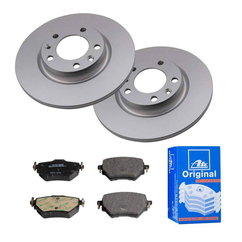 ATE Bremsen-Set 2 Bremsscheiben + Bremsbeläge Bremsensatz Einbau Hinten Bremsscheiben-Set Scheibenbremsen IJF141HBN8 passend für Citroen C4 Picasso von ATE Bundle