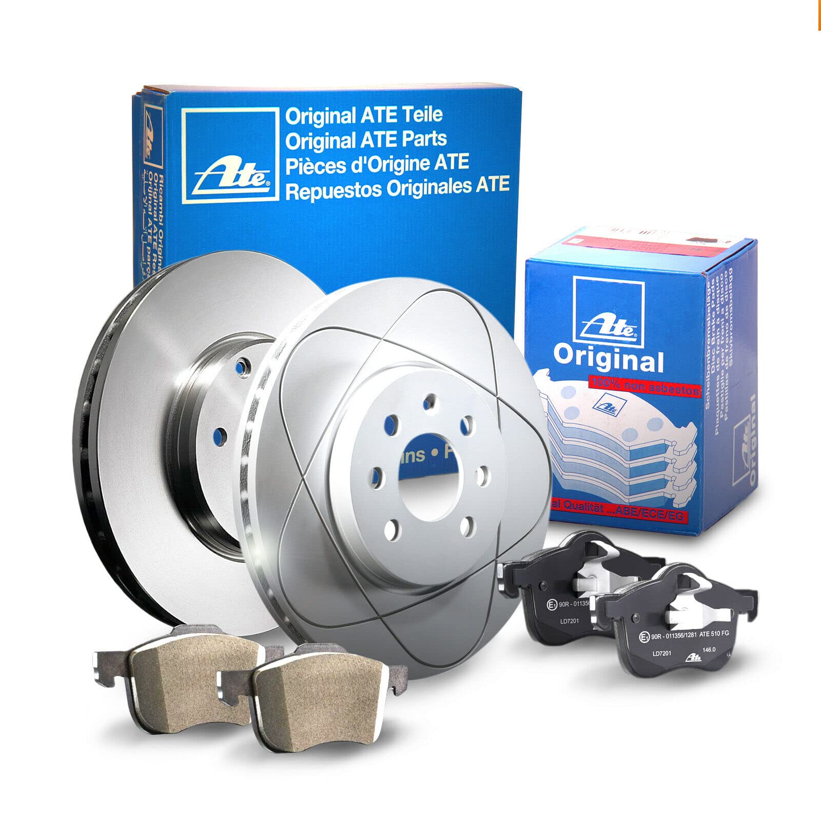 ATE Bremsen-Set 2 Bremsscheiben + Bremsbeläge Bremsensatz Einbau Vorne Bremsscheiben-Set Scheibenbremsen IJF14159I8 passend für BMW 5 F10 5 Touring F11 von ATE Bundle