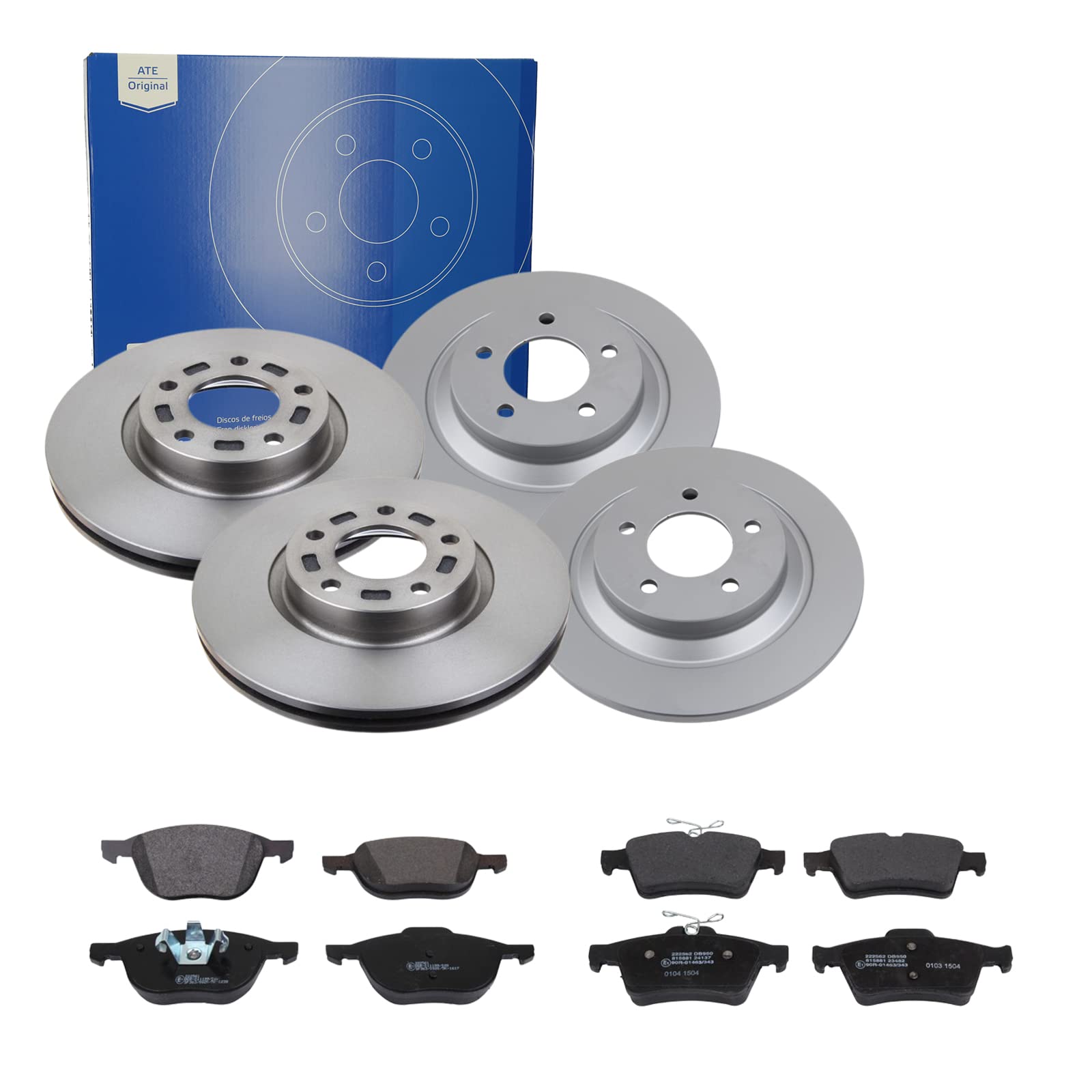 ATE Bremsen-Set 2 Bremsscheiben + Bremsbeläge Bremsensatz Einbau Vorne Hinten Bremsscheiben-Set Scheibenbremsen SIZW21RFK8 passend für Mazda 5 CR19 CW von ATE Bundle