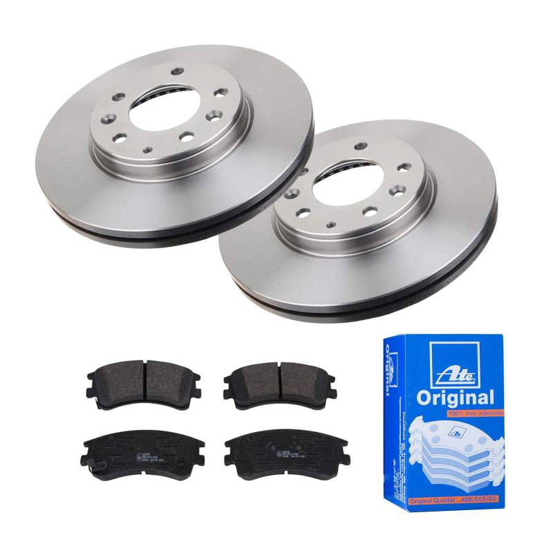 ATE Bremsen-Set 2 Bremsscheiben + Bremsbeläge Bremsensatz Ø282 Einbau Vorne Bremsscheiben-Set Scheibenbremsen passend für Mazda 6 Station GY von ATE Bundle