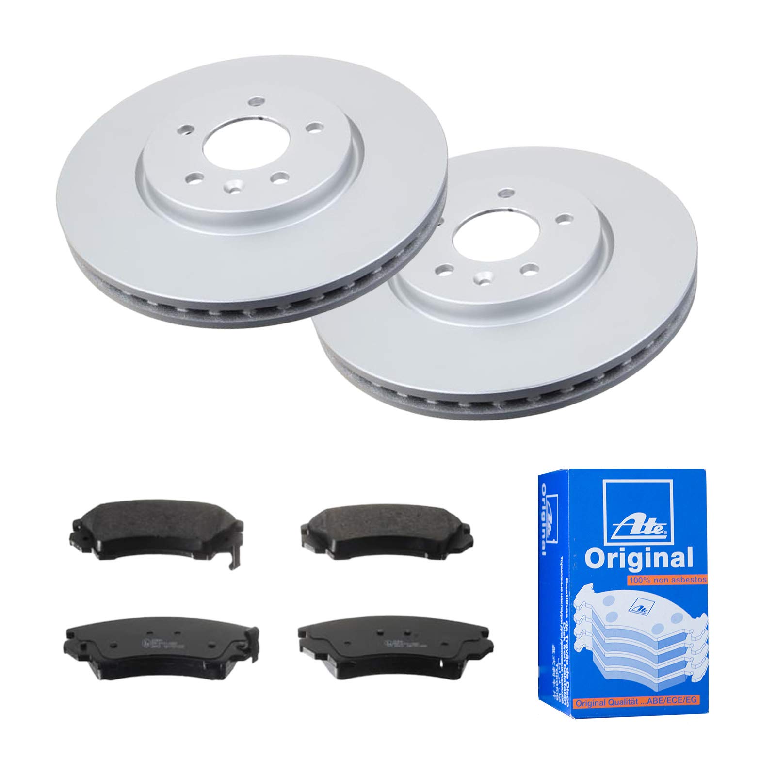 ATE Bremsen-Set 2 Bremsscheiben + Bremsbeläge Bremsensatz Ø321 Einbau Vorne Bremsscheiben-Set Scheibenbremsen passend für Opel Astra J P10 von ATE Bundle