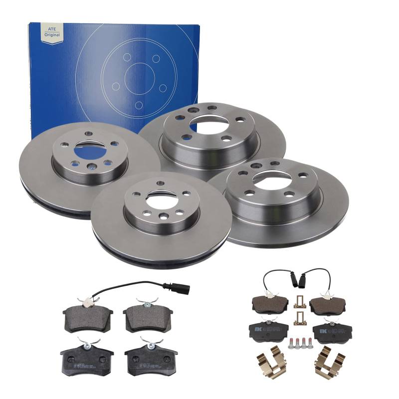 ATE Bremsen-Set 2 Bremsscheiben + Bremsbeläge Einbau Vorne Hinten Bremsscheiben-Set Scheibenbremsen SIZW21RPN7 passend für Ford Galaxy WGR VW Sharan von ATE Bundle