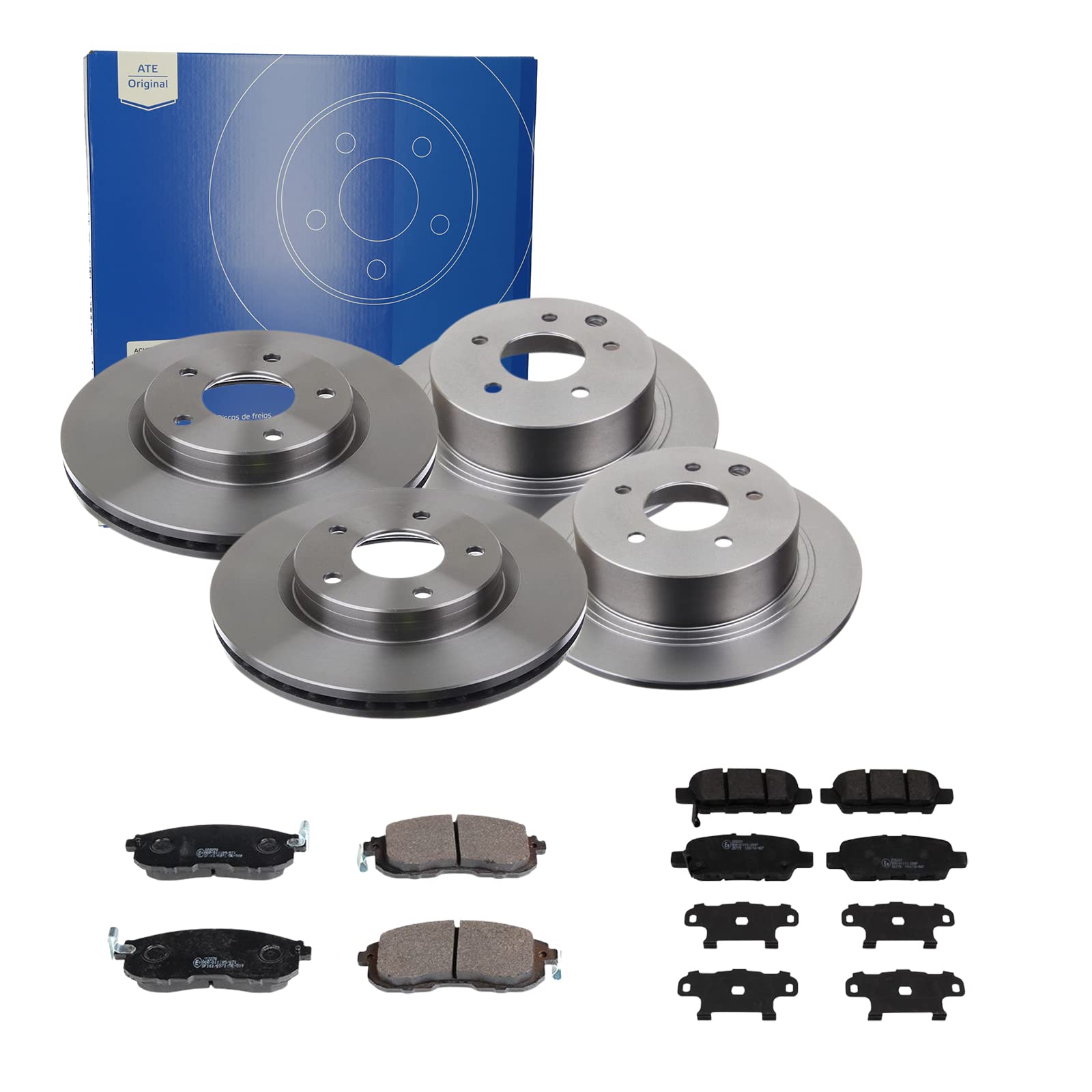 ATE Bremsen-Set 2 Bremsscheiben + Bremsbeläge Einbau Vorne Hinten Bremsscheiben-Set Scheibenbremsen SIZW224J10 passend für Nissan Juke F15 Pulsar C13 ATE Bremsen-Set 2 Bremsscheiben + Bremsbeläge Einbau Vorne Hinten Bremsscheiben-Set Scheibenbremsen SIZW224J10 passend für Nissan Juke F15 Pulsar C13 von ATE Bundle