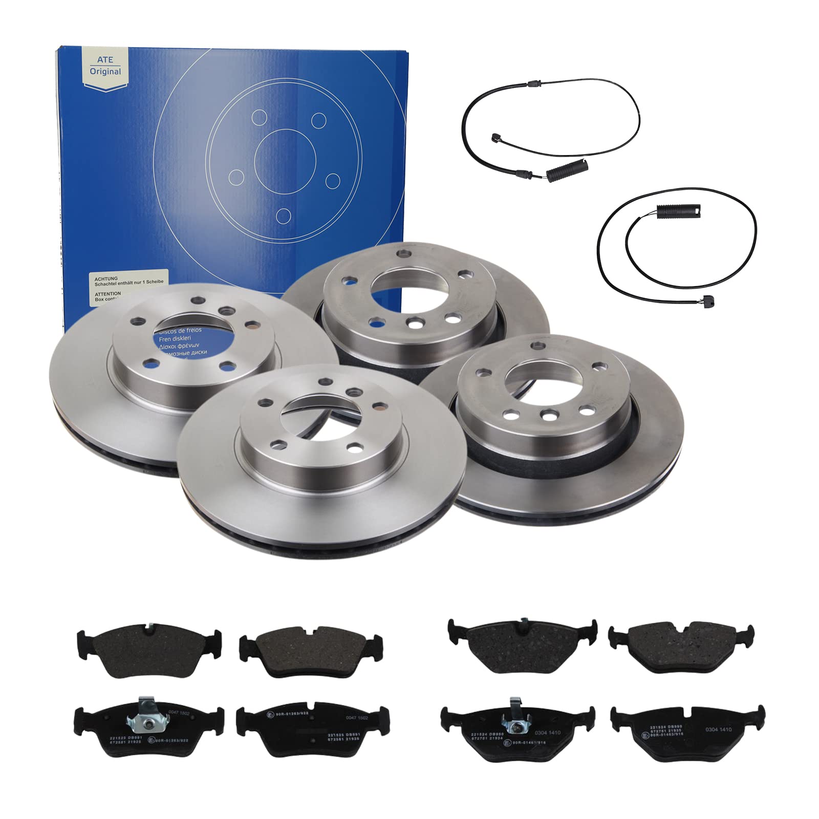 ATE Bremsen-Set 2 Bremsscheiben + Bremsbeläge Einbau Vorne Hinten Bremsscheiben-Set Scheibenbremsen passend für BMW 3 E36 3 Touring E36 ATE Bremsen-Set 2 Bremsscheiben + Bremsbeläge Einbau Vorne Hinten Bremsscheiben-Set Scheibenbremsen passend für BMW 3 E36 3 Touring E36 von ATE Bundle