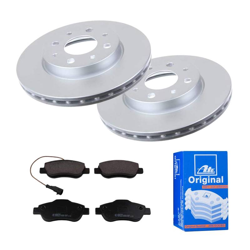 ATE Bremsen-Set 2 Bremsscheiben + Bremsbeläge Ø240 Einbau Vorne Bremsscheiben-Set Scheibenbremsen passend für Fiat 500 100 312x Ford Ka RU8 von ATE Bundle