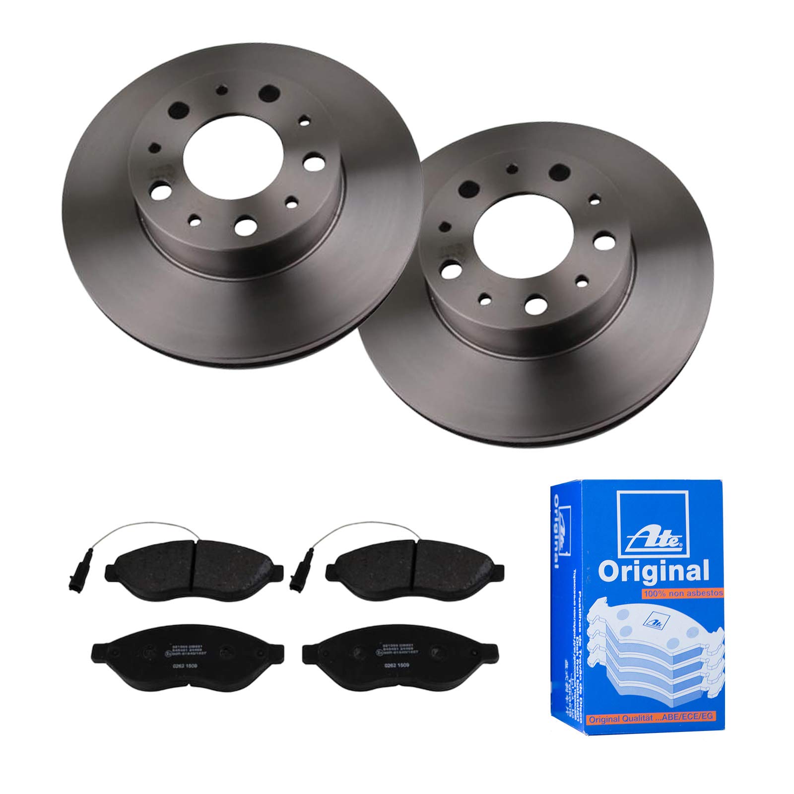 ATE Bremsen-Set 2 Bremsscheiben + Bremsbeläge Ø280 Einbau Vorne Bremsscheiben-Set Scheibenbremsen passend für Fiat Ducato Peugeot Boxer von ATE Bundle