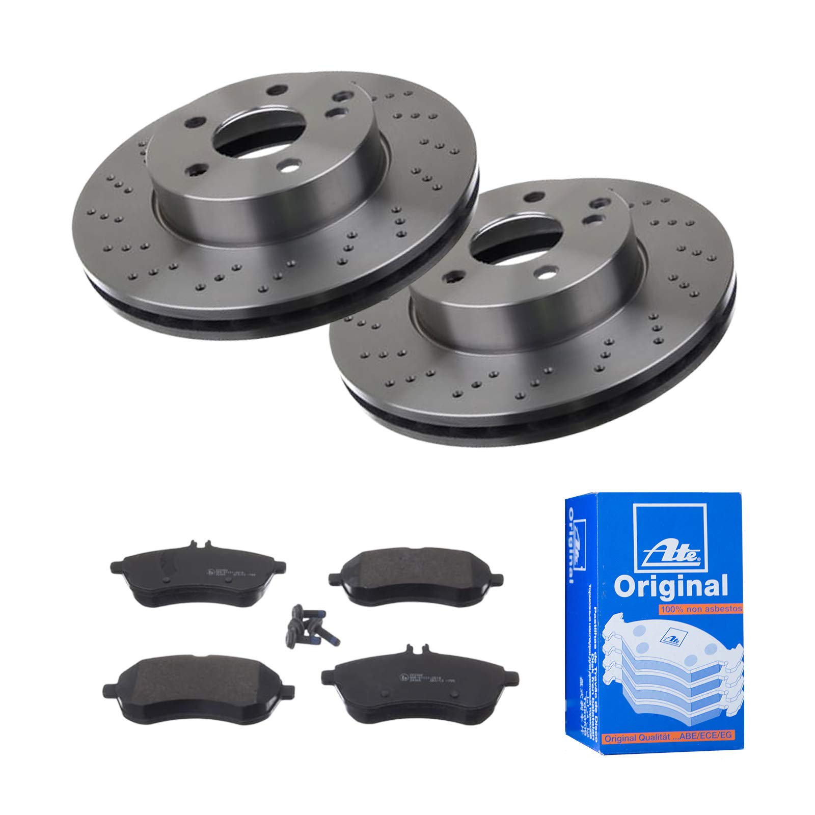 ATE Bremsen-Set 2 Bremsscheiben + Bremsbeläge Ø295 Einbau Vorne Bremsscheiben-Set Scheibenbremsen passend für Mercedes C-Klasse T-Model S204 von ATE Bundle