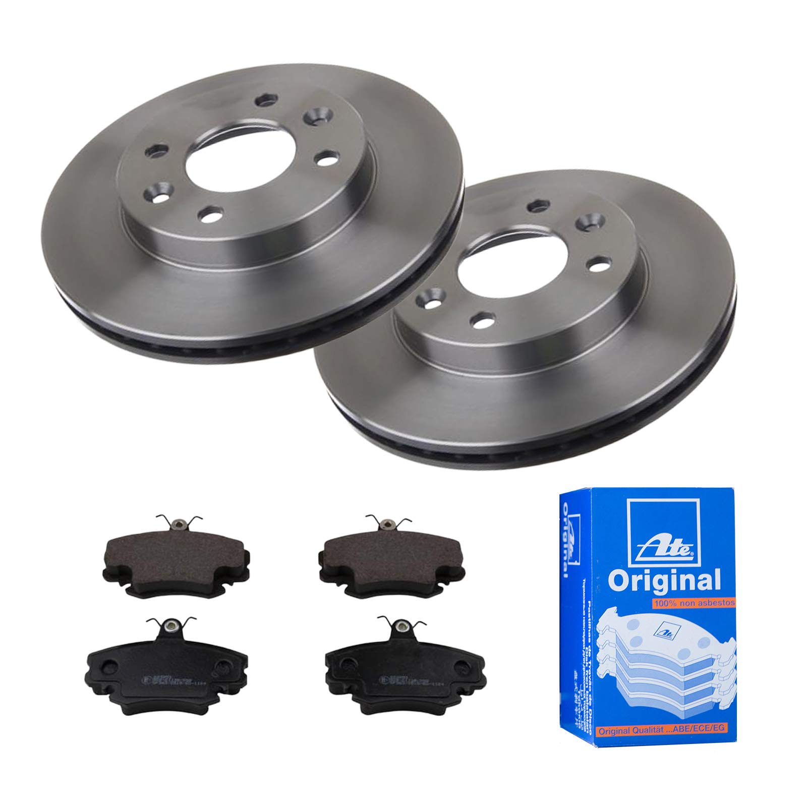 ATE Bremsen-Set 2 Bremsscheiben + Bremsbeläge Ø238 Einbau Vorne Bremsscheiben-Set Scheibenbremsen passend für Renault Clio 1 Clio 2 Megane 1 von ATE Bundle