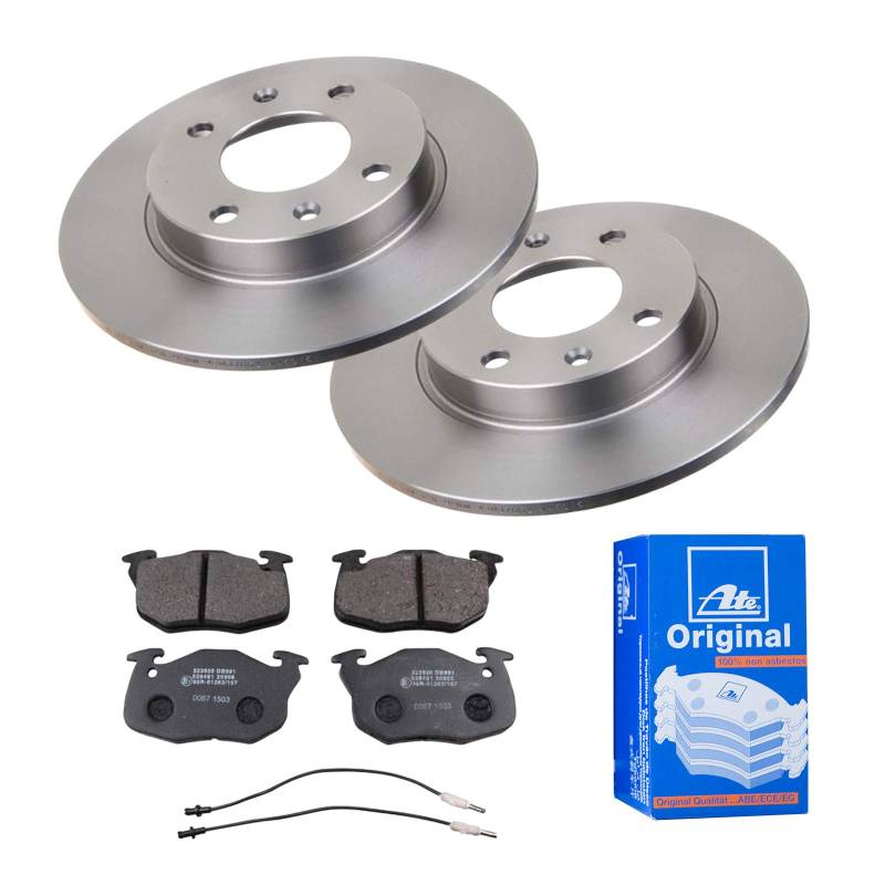 ATE Bremsen-Set 2 Bremsscheiben + Bremsbeläge Ø247 Einbau Vorne Bremsscheiben-Set Scheibenbremsen passend für Peugeot 205 1 205 2 309 2 von ATE Bundle