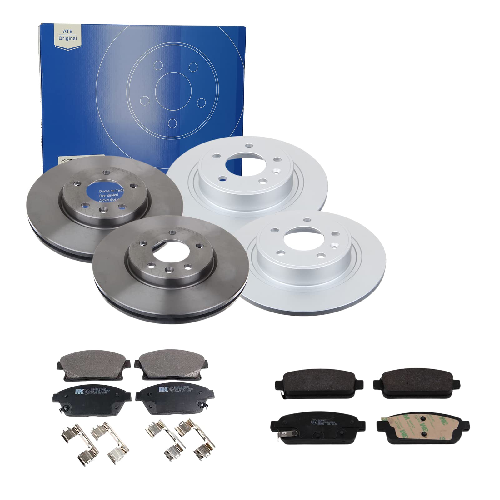 ATE Bremsen-Set 2 Bremsscheiben Ceramic + Bremsbeläge Einbau Vorne Hinten Bremsscheiben-Set Scheibenbremsen SIZW211LM2 passend für Opel Astra J P10 von ATE Bundle