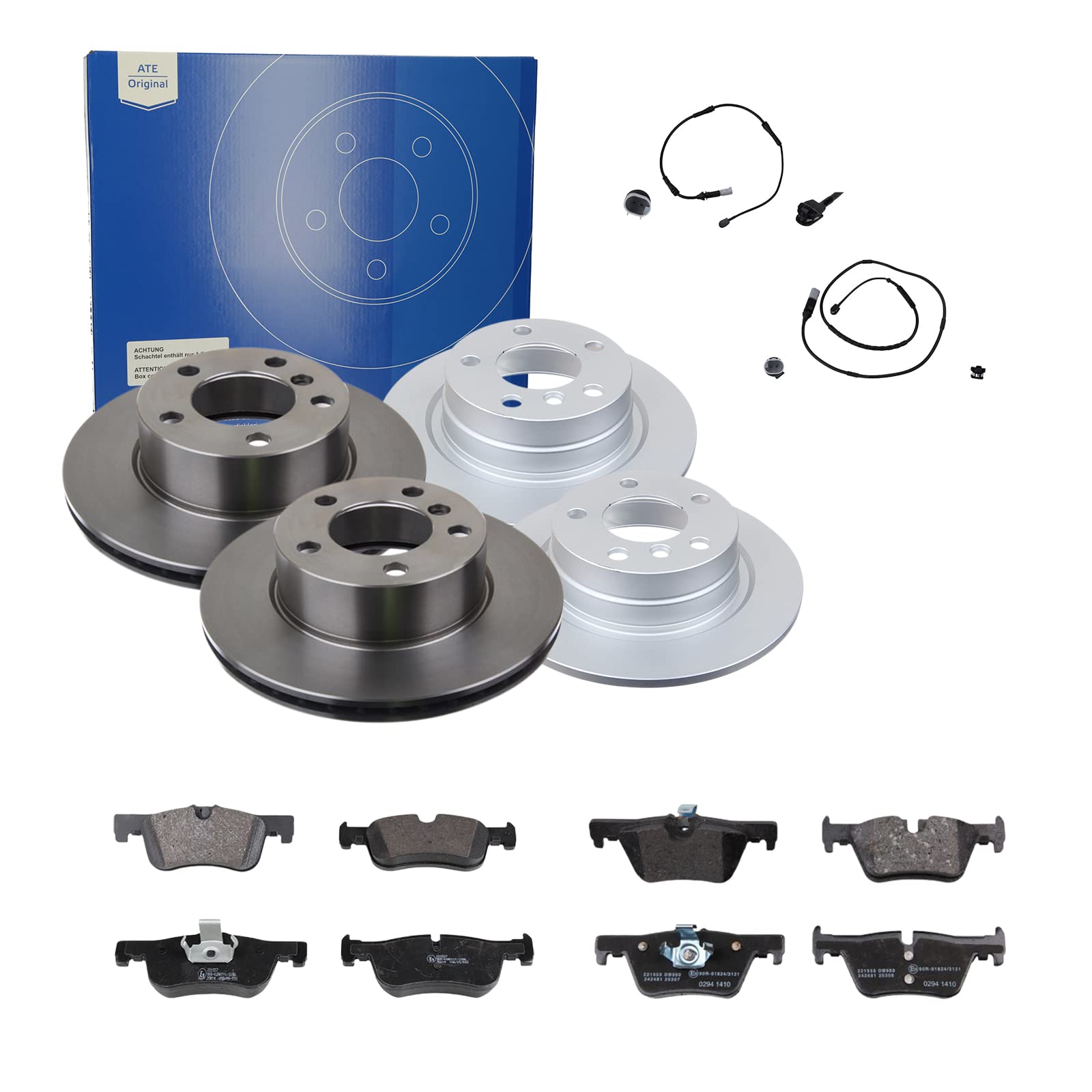 ATE Bremsen-Set 2 Bremsscheiben Ceramic + Bremsbeläge Einbau Vorne Hinten Bremsscheiben-Set Scheibenbremsen SIZW21ZJ55 passend für BMW 1 F20 F21 2 F23 von ATE Bundle