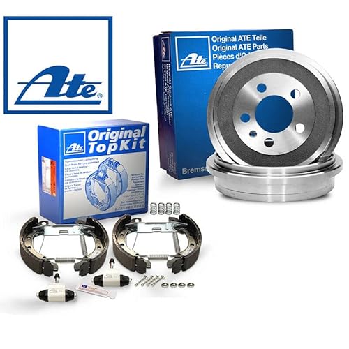 Original 2 Bremstrommeln Bremsbackensatz Topkit Vormontiert Hinten von ATE (1420-52226) Bremsanlage Bremstrommeln, Trommelbremse, Bremstrommel-Set, Bremstrommelsatz von ATE Bundle