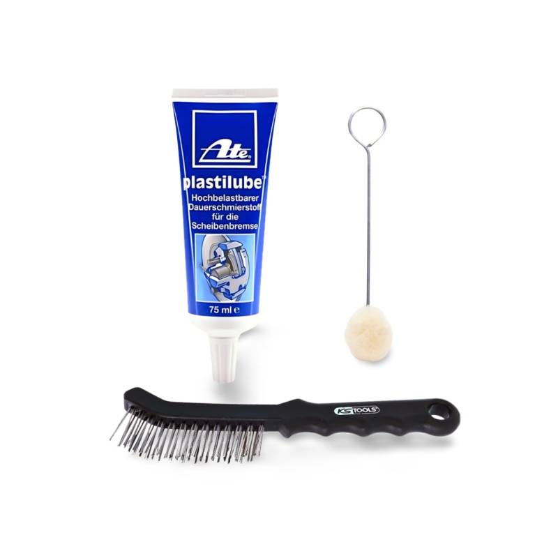 Premium Bremsenpflege Set mit ATE Plastilube + KS Tools Drahtbürste & Woll-Applikatorpinsel – Perfekte Pflege für Bremssysteme von ZOUXO