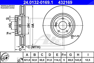 Ate 2x Bremsscheibe für Hyundai von ATE