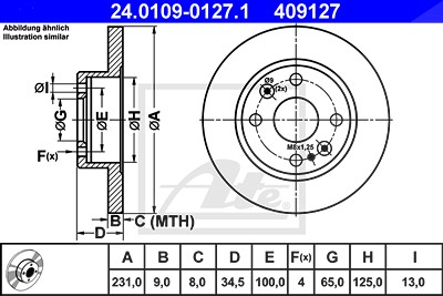 Ate 2x Bremsscheibe Hinterachse Voll für Mazda Ate 2x Bremsscheibe Hinterachse Voll für Mazda von ATE