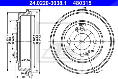 Ate 2x Bremstrommel für Hyundai Ate 2x Bremstrommel für Hyundai von ATE
