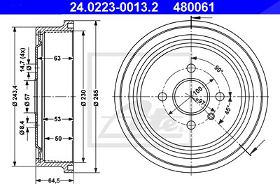 Ate 2x Bremstrommel für Opel, Vauxhall Ate 2x Bremstrommel für Opel, Vauxhall von ATE