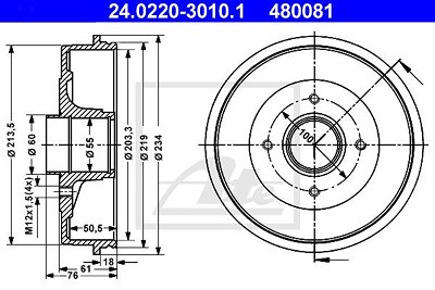 Ate 2x Bremstrommel Hinterachse für Nissan, Renault Ate 2x Bremstrommel Hinterachse für Nissan, Renault von ATE