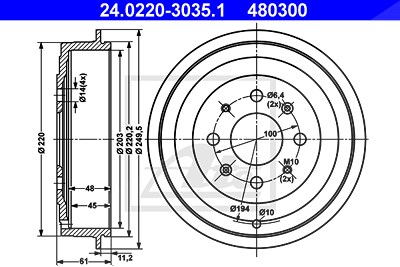 Ate 2x Bremstrommel Hinterachse für Fiat, Opel Ate 2x Bremstrommel Hinterachse für Fiat, Opel von ATE