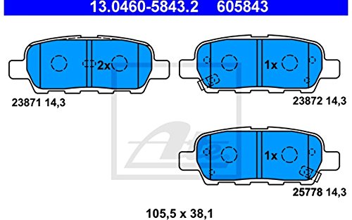 ATE 13.0460-5843.2 4x Bremsbeläge hinten ATE 13.0460-5843.2 4x Bremsbeläge hinten von ATE
