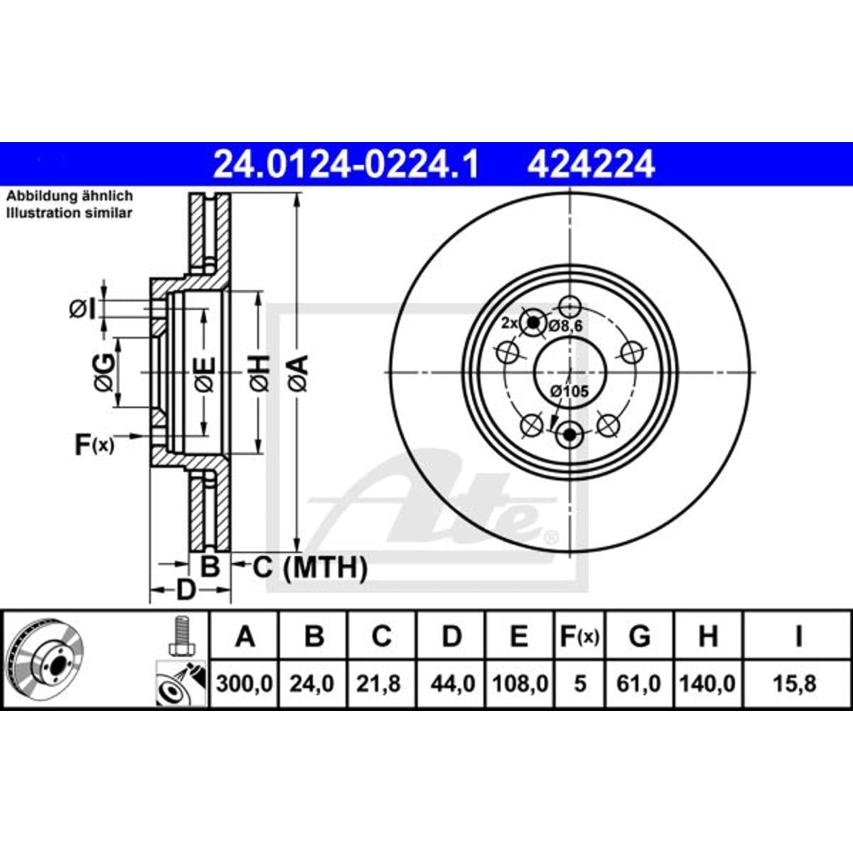 ATE 24.01240224.1 Bremsscheibe ATE 24.01240224.1 Bremsscheibe von ATE