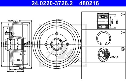 ATE 24.0220-3726.2 Bremstrommel ATE 24.0220-3726.2 Bremstrommel von ATE