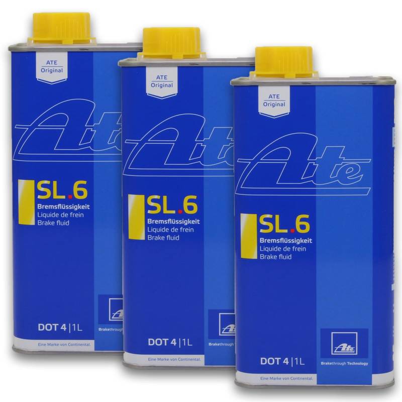 ATE 3X ORIGINAL Bremsflüssigkeit Brake Fluid SL.6 DOT4 1 Liter / 03.9901-6402.2 von ATE