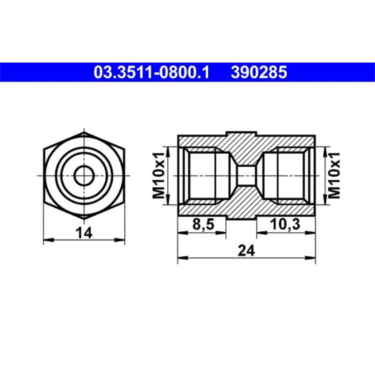 ATE Adapter f?r Bremsleitung 14mm ATE Adapter f?r Bremsleitung 14mm von ATE