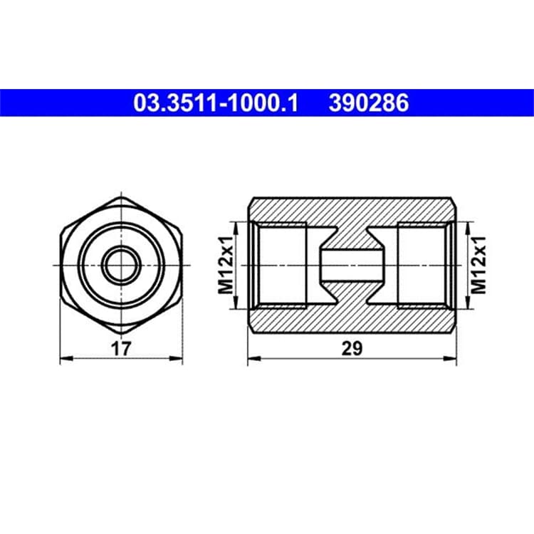 ATE Adapter f?r Bremsleitung 17mm ATE Adapter f?r Bremsleitung 17mm von ATE