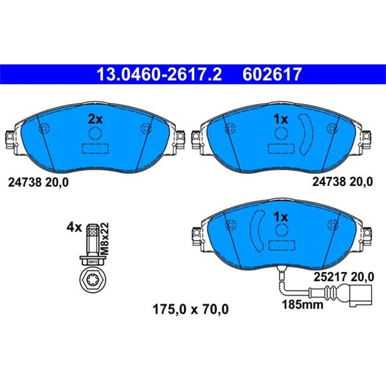 ATE Bremsbel?ge vorne Audi A3 Q3 Seat Leon Skoda VW Tiguan ATE Bremsbel?ge vorne Audi A3 Q3 Seat Leon Skoda VW Tiguan von ATE