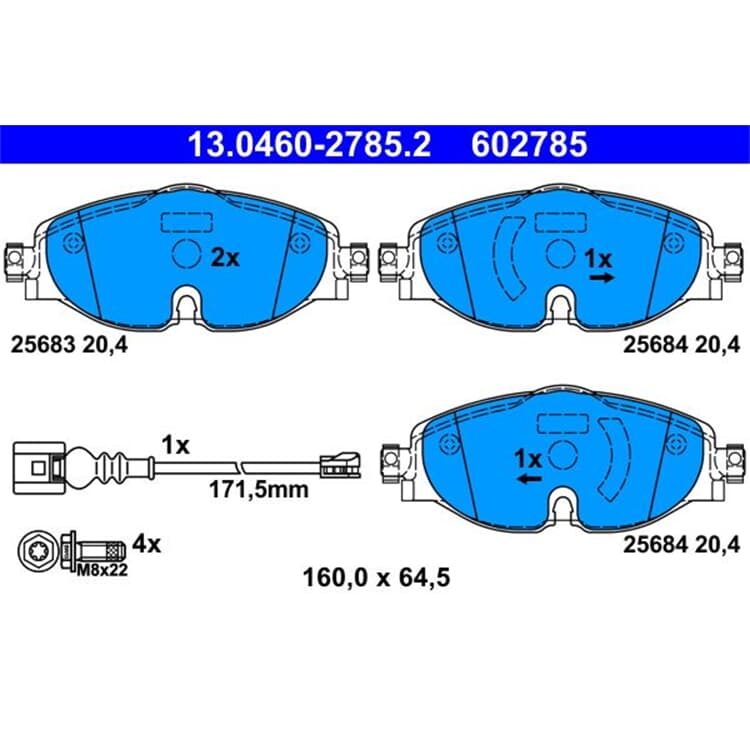 ATE Bremsbel?ge vorne Audi A3 TT Q2 Seat Skoda VW von ATE